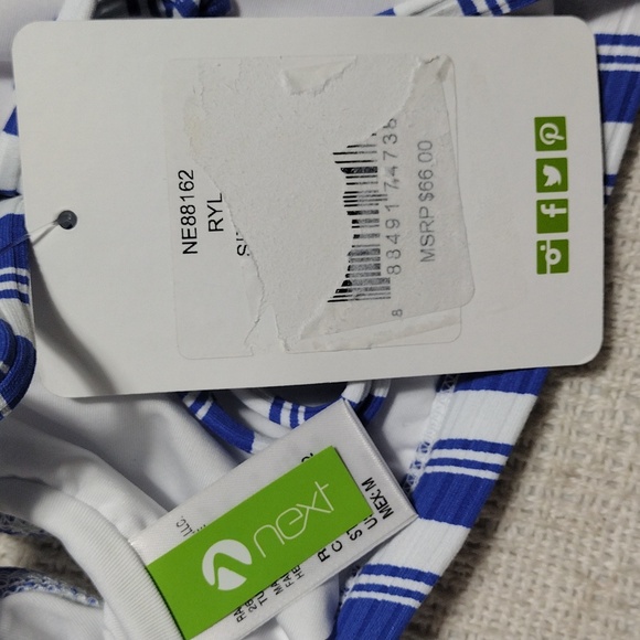 NWT Next Standard High Tide Blue And White Stripes Swim top Women Size Medium - Picture 4 of 8